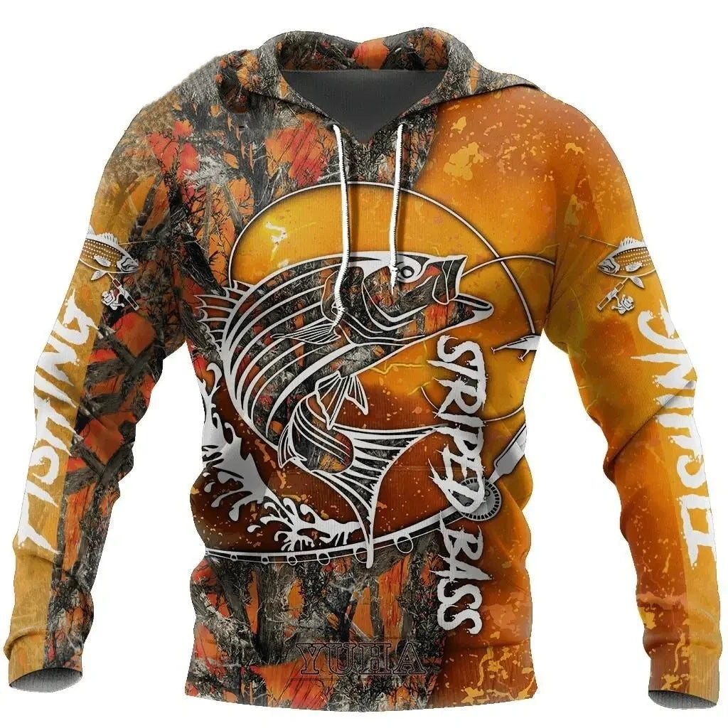 Men's Fishing-Graphic Long-Sleeve Pullover Hoodie