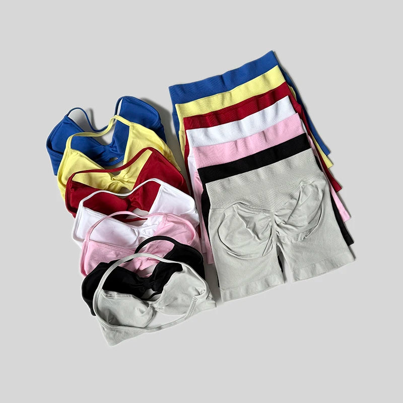Women's Halter Tank And Shorts Yoga Set For Workout Outfits