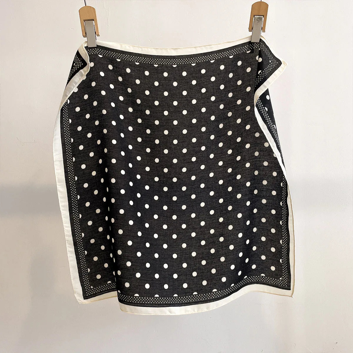 Printed Square Scarf with Polka Dot Pattern Options