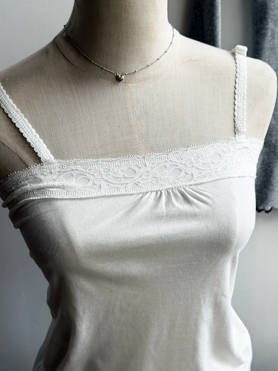 Women's Cotton Camisole and Bandeau Tops with Lace and Ruched Style Options