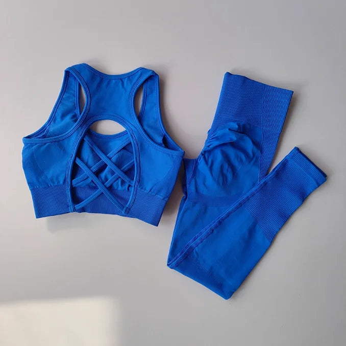 Women's Cross Back Bra And Leggings Yoga Set