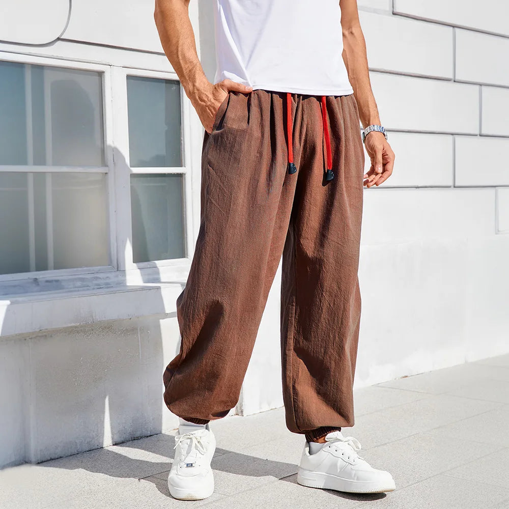 Men's Elastic Waist Loose Fit Casual Pants For Everyday Wear