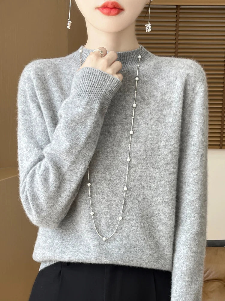 Women's Fluffy Crew Neck Long Sleeve Sweater Casual Knit Layer