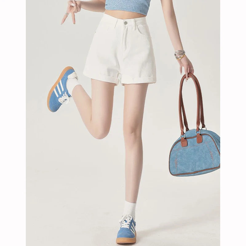 Women's Rolled Hem Denim Casual Denim Shorts For Everyday Outfits