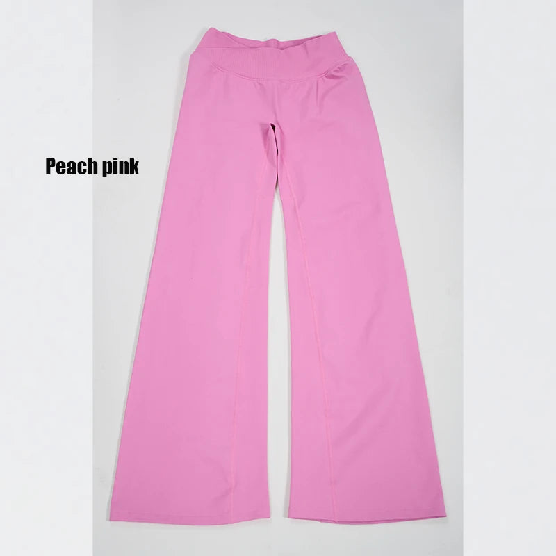 Women's High Waist Nylon Blend Flared Workout Pants with Fitted Upper Legs