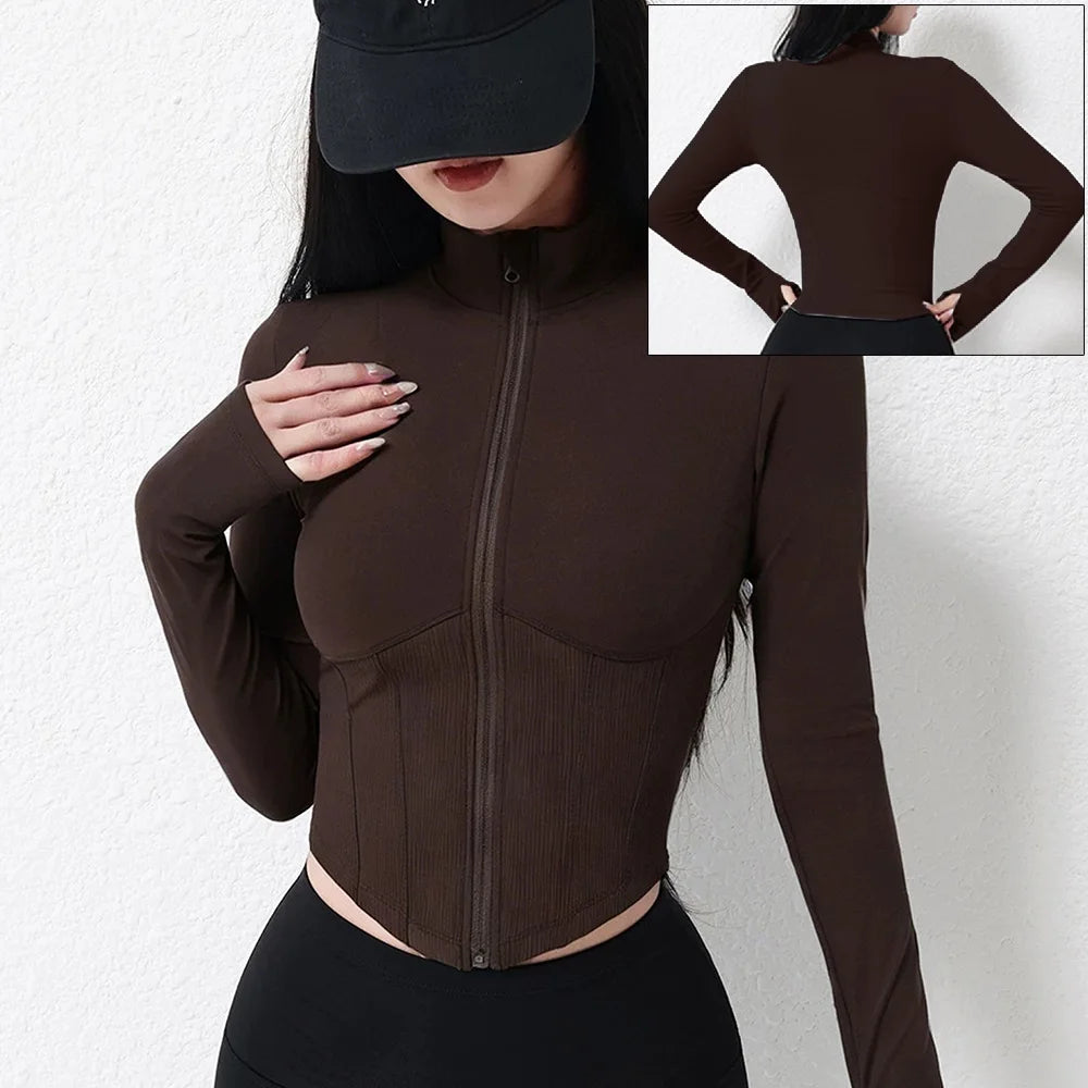 Women's Stand-Collar Zip-Front Workout Jacket