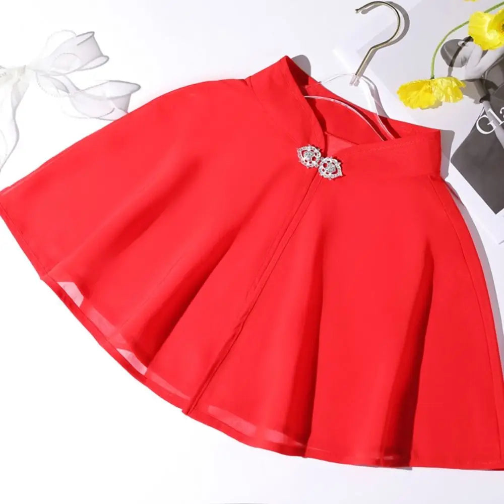 Clasp Front Chiffon Capelet for Layering over Dresses and Tops
