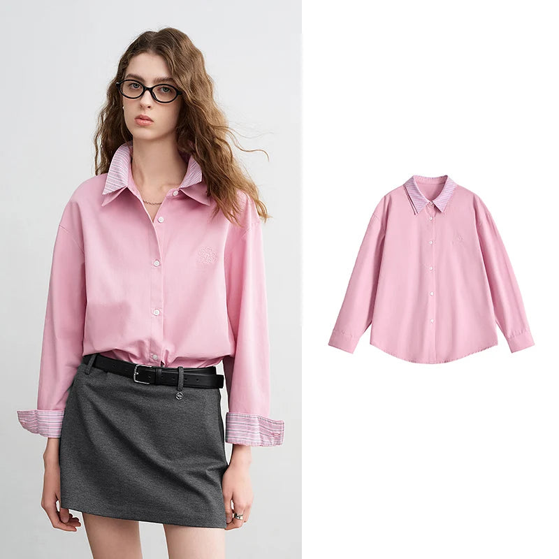 Women's Striped Floral Long Sleeve Shirt