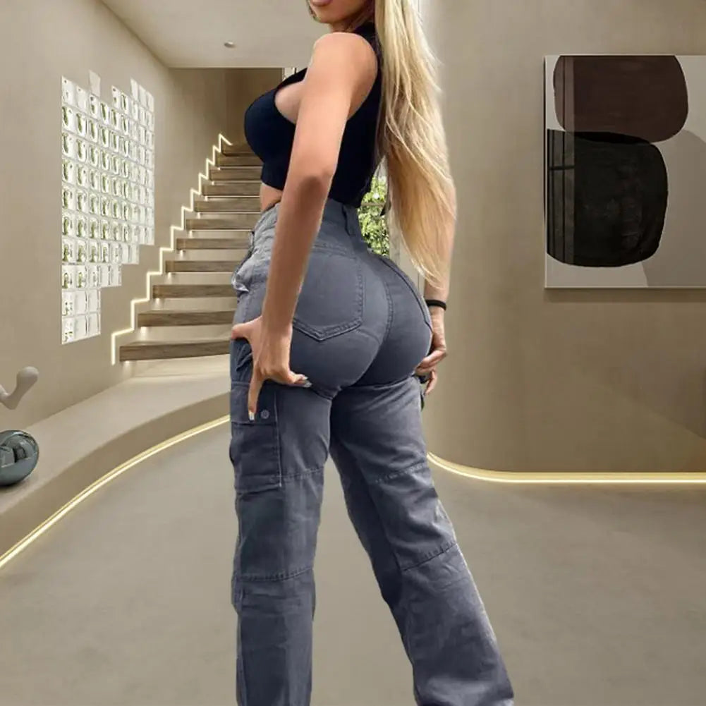 Women's Cargo Pants with Relaxed Legs and Flap Side Pockets