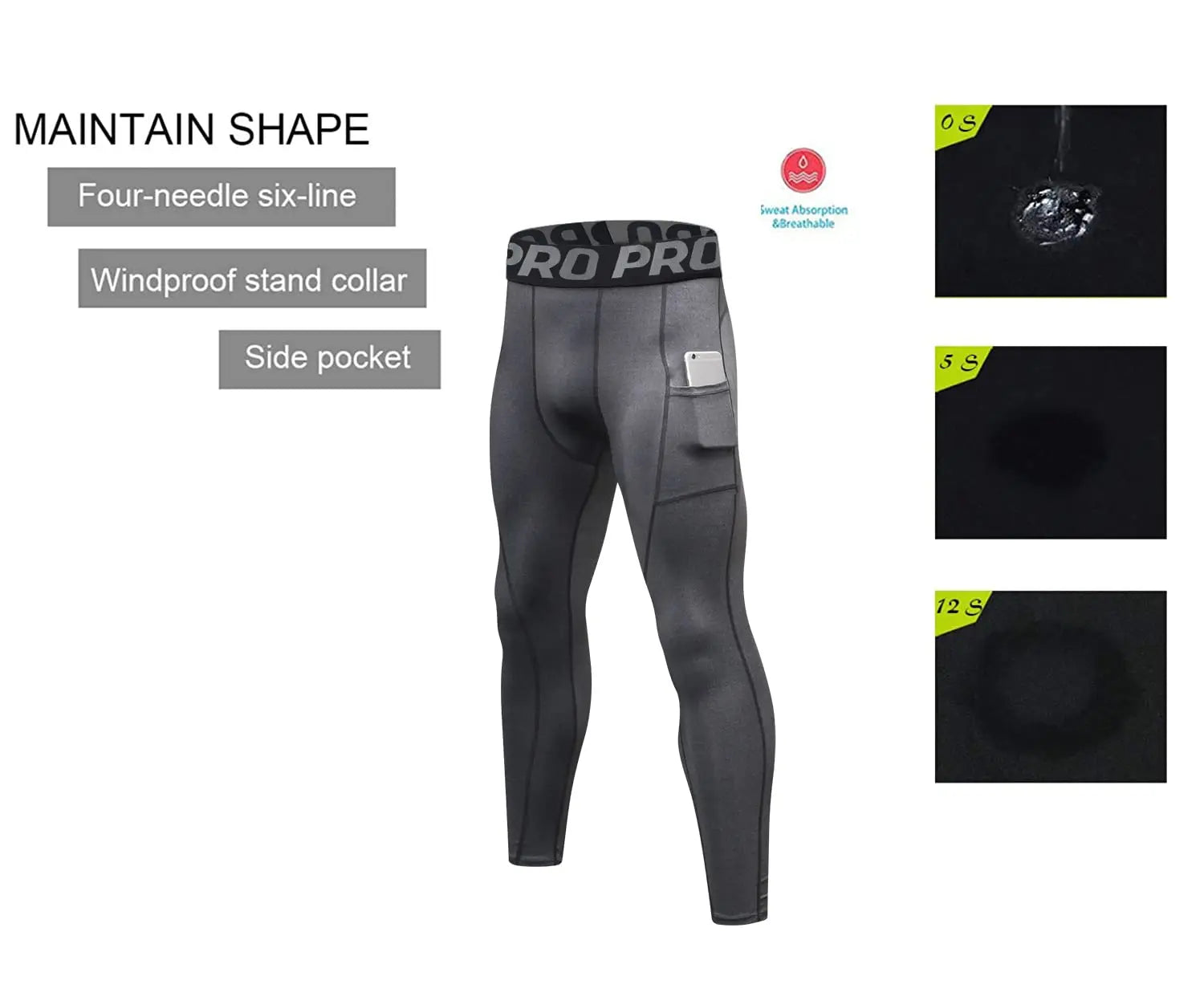 Men's Pocket Training Leggings for Gym and Running
