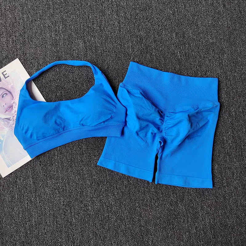 Women's Halter Tank And Shorts Yoga Set For Workout Outfits