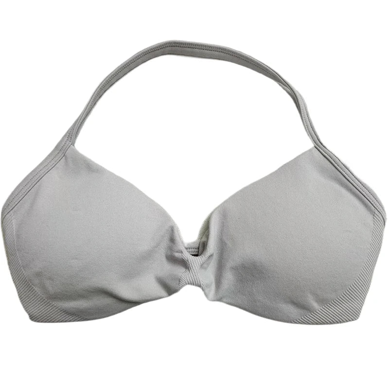 Women's Ruched Halter Neck Sports Bra