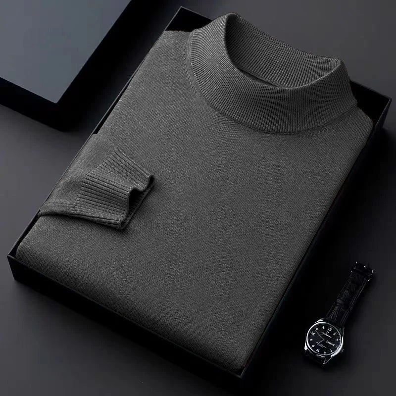 Men's Mock Neck Long Sleeve Knit Sweater
