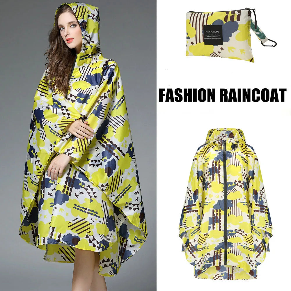 Hooded Printed Poncho for Layering over Tops and Dresses