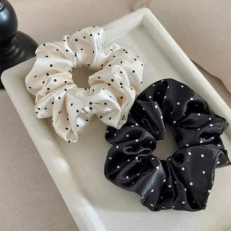 Polka Dot Fabric Scrunchie Elastic Hair Band for Ponytail Styling