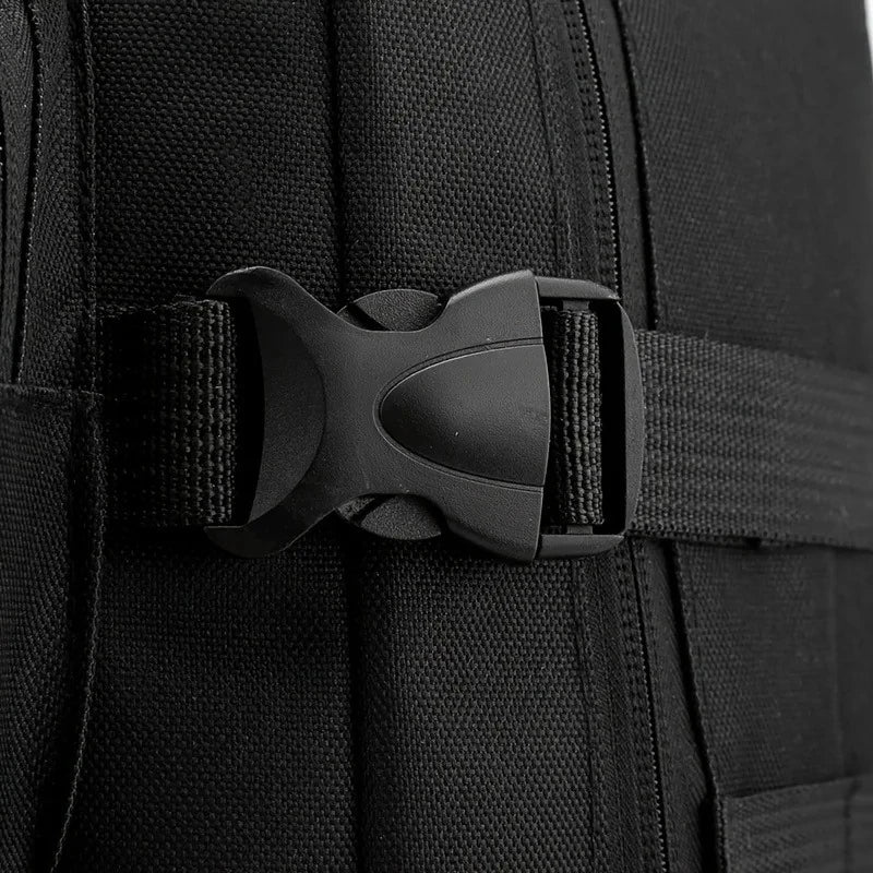 Tactical Style Backpack with Front Webbing and Multiple Zipper Compartments
