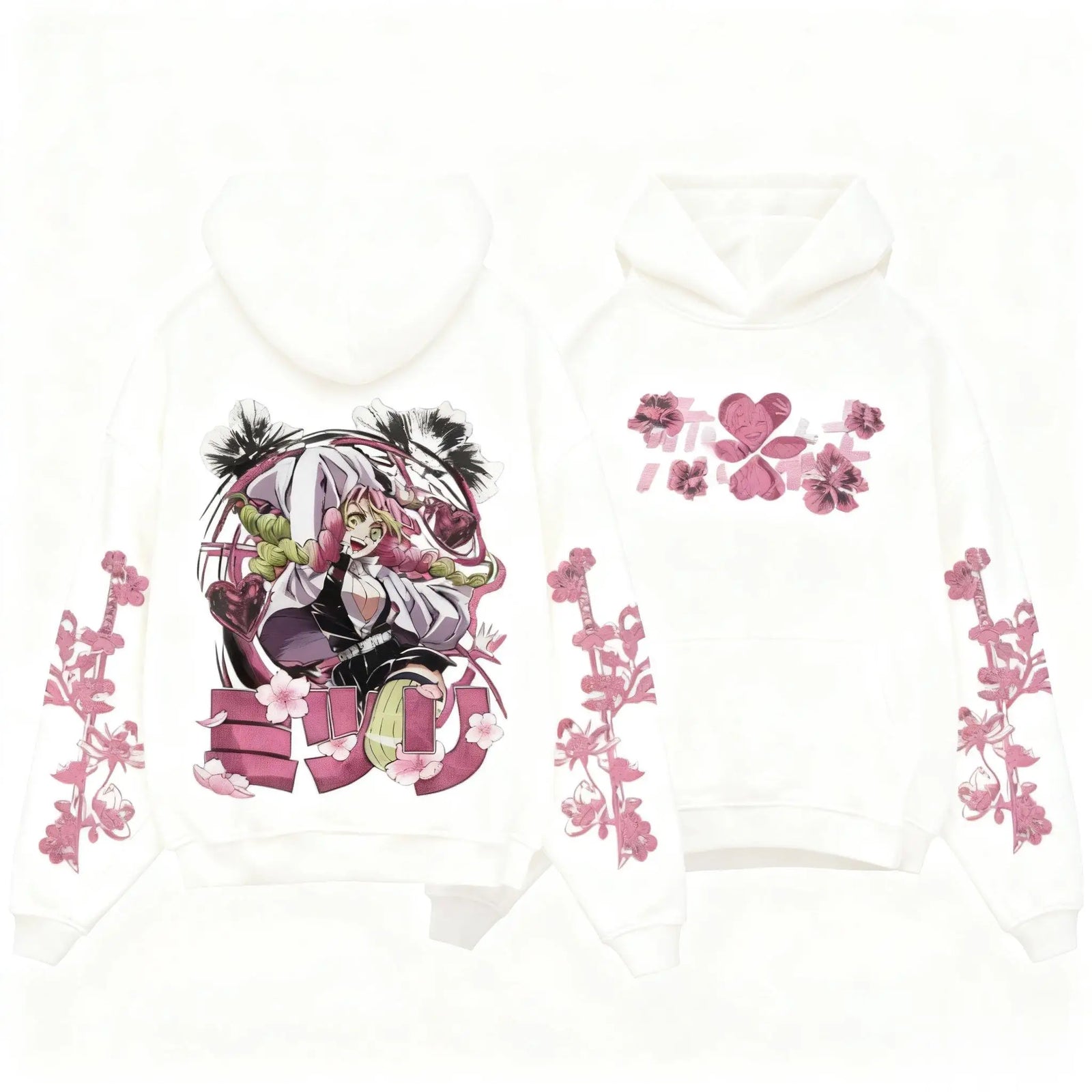 Demon Slayer Kanroji Mitsuri Hoodie Anime Pullover Sweatshirt Men Women Cosplay Graphic Streetwear