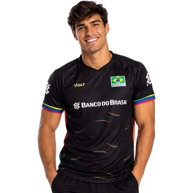 Brazil Volleyball Graphic Short Sleeve Jersey For Sports Outfits