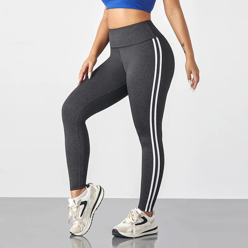 Women's Striped Full Length Leggings For Workout Outfits