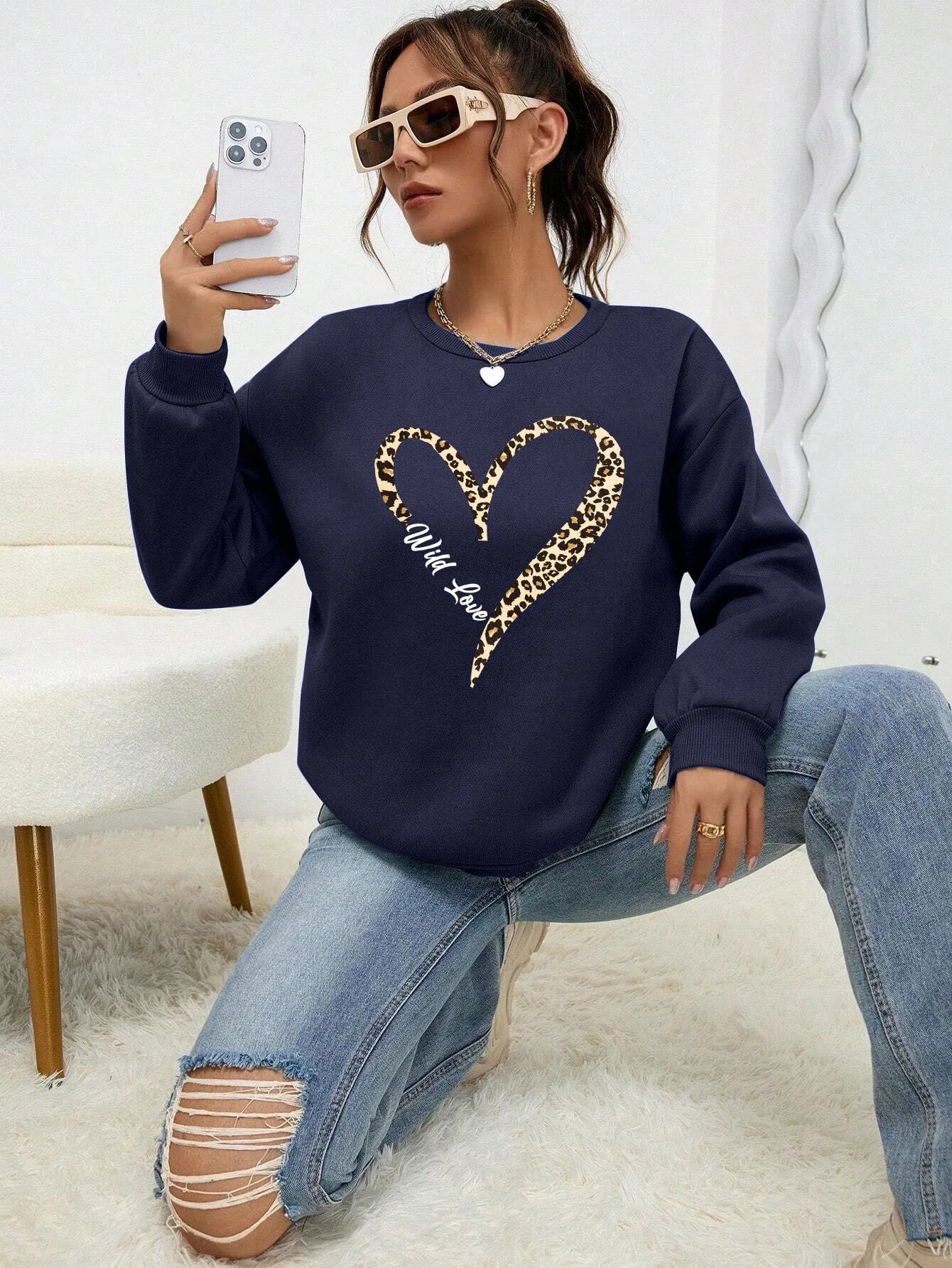 Long Sleeve Casual Pullover Sweatshirt with Original Style Options