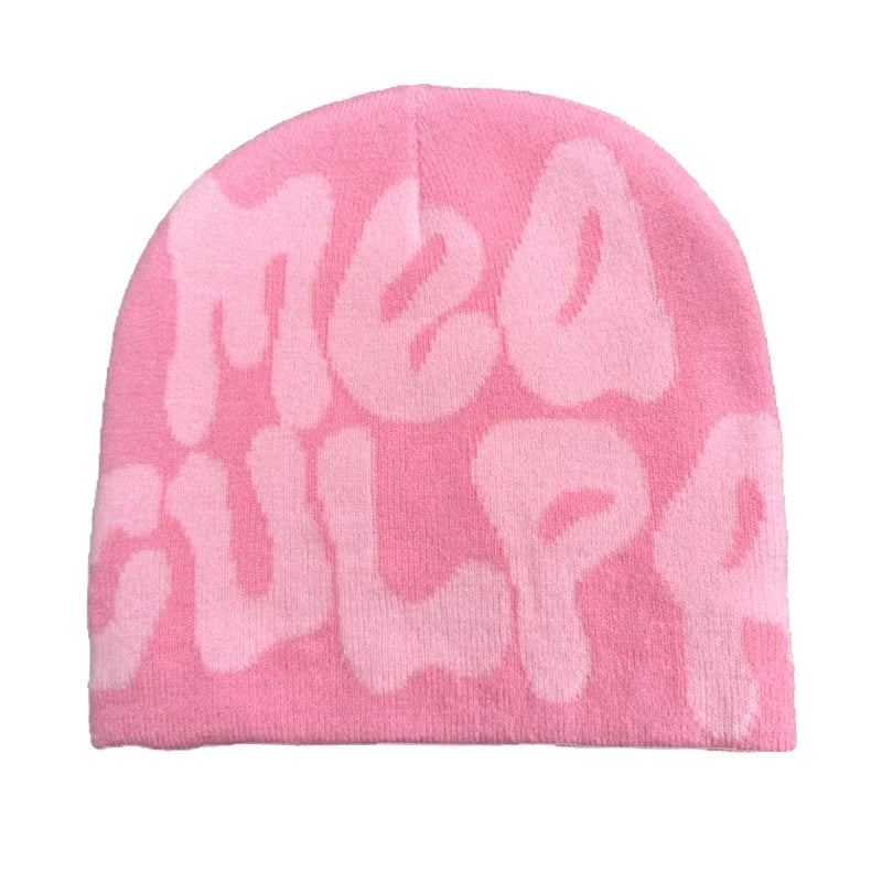 Letter Pattern Knit Beanie with Colorful Graphic Design
