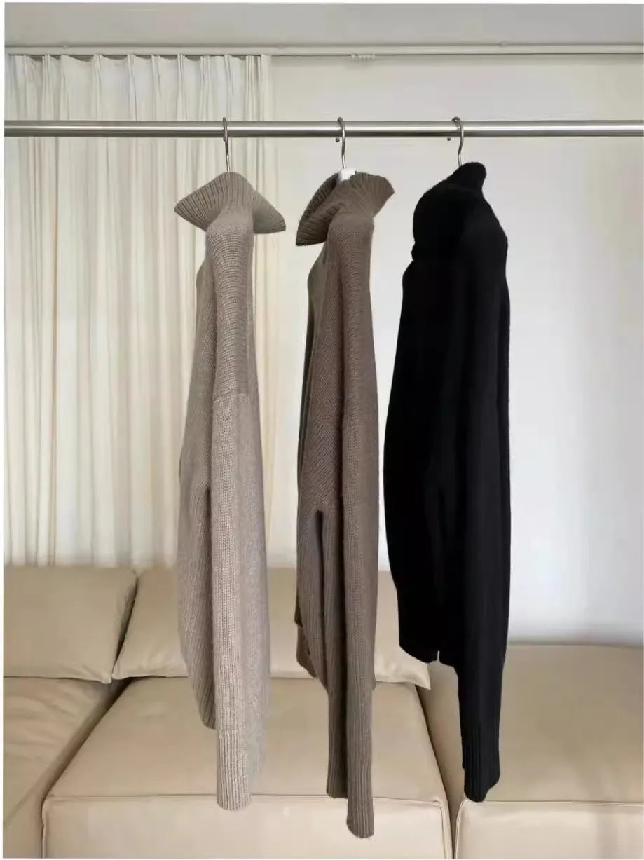 100% pure cashmere sweater for women high-neck sweater loose and thickened silhouette sweater