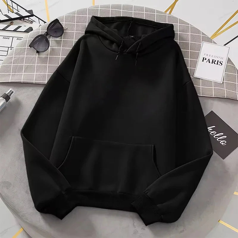 Long Sleeve Casual Hooded Sweatshirt with Relaxed Streetwear Styling