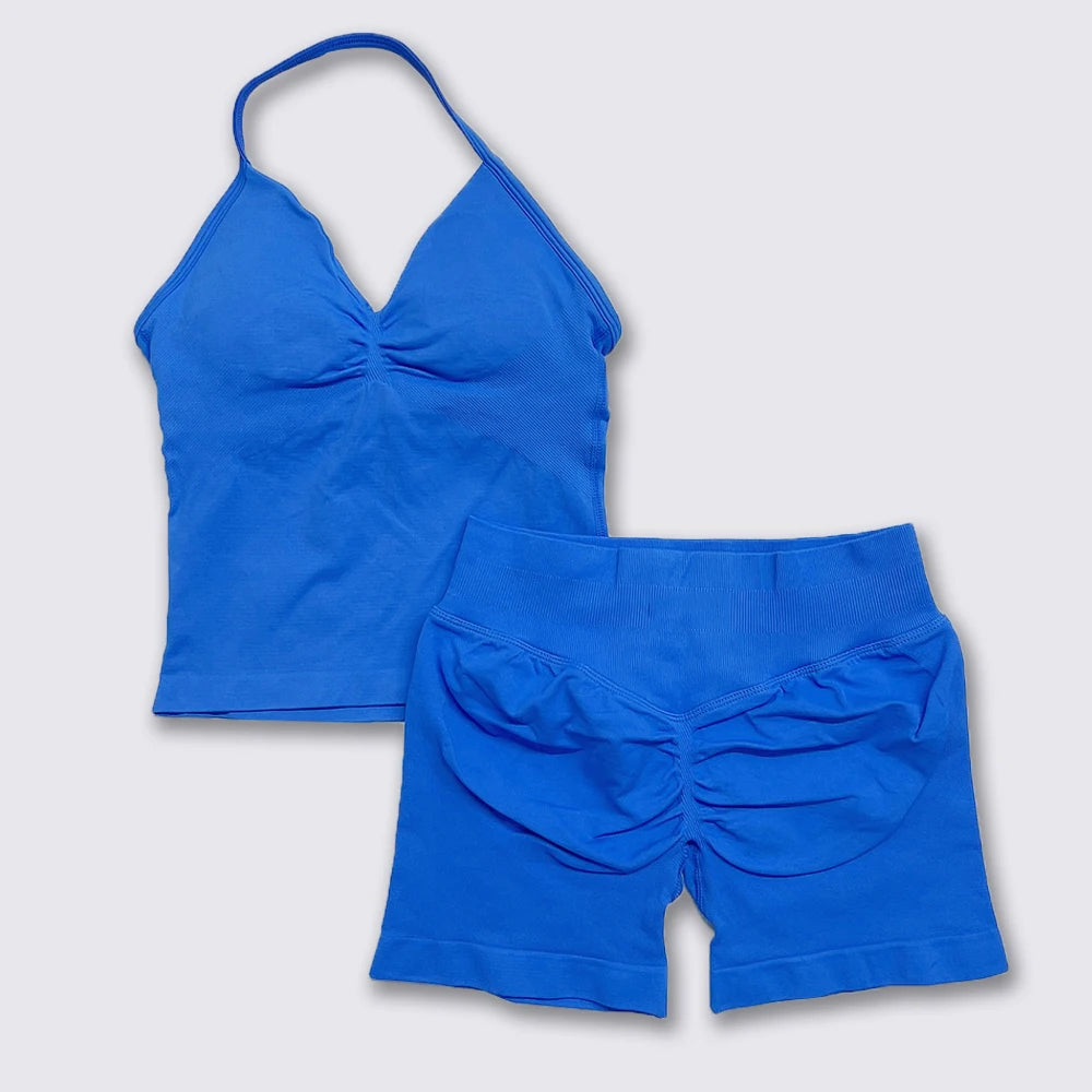 Women's Halter Tank And Shorts Yoga Set For Workout Outfits