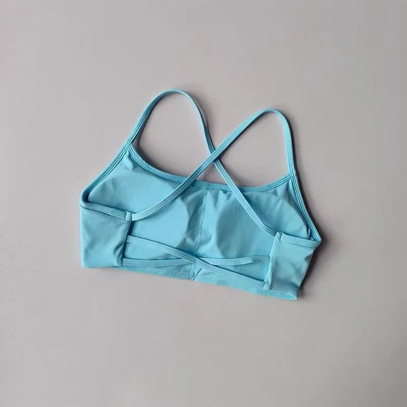 Women's Straight Neck Thin Cross Strap Sports Bra
