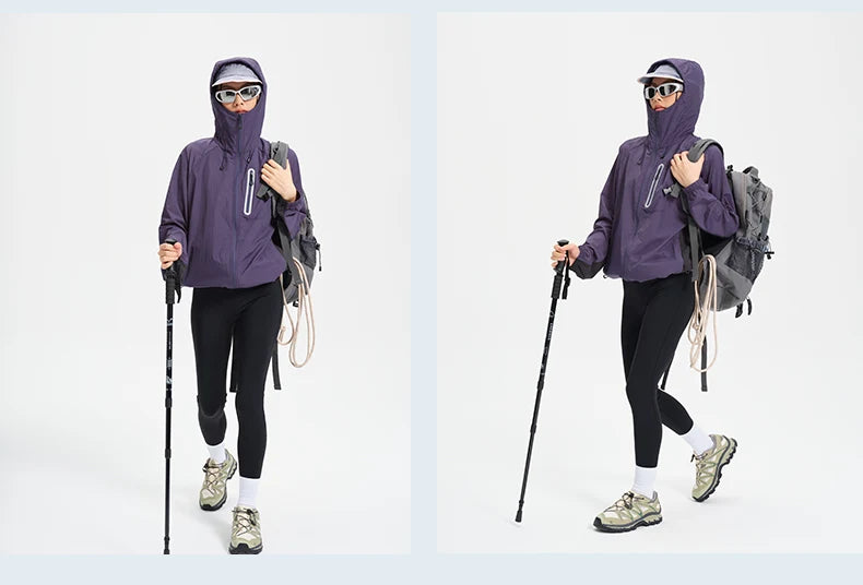 Women's Lightweight Hooded Hiking Jacket for Outdoor Layering