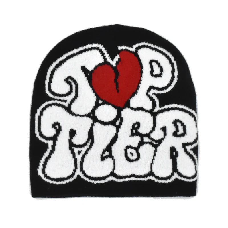 Letter Pattern Knit Beanie with Colorful Graphic Design