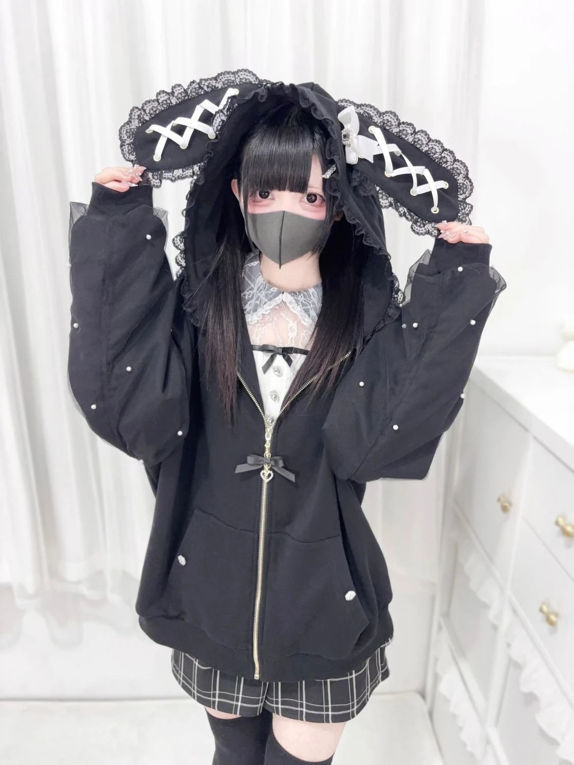 Cat Ear Long Sleeve Full Zip Casual Hoodie
