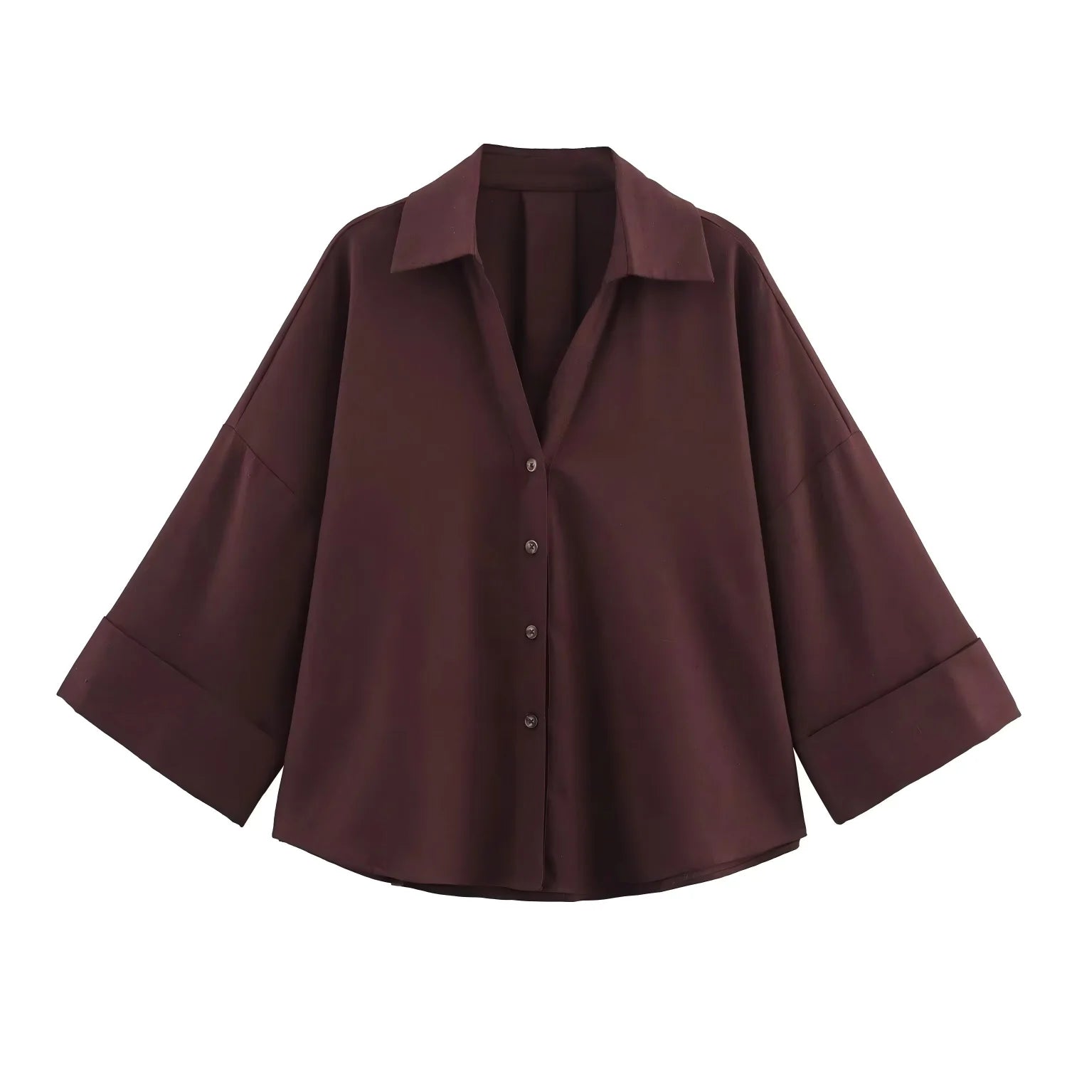 Women's Wide Short Sleeve Collared Button Front Shirt