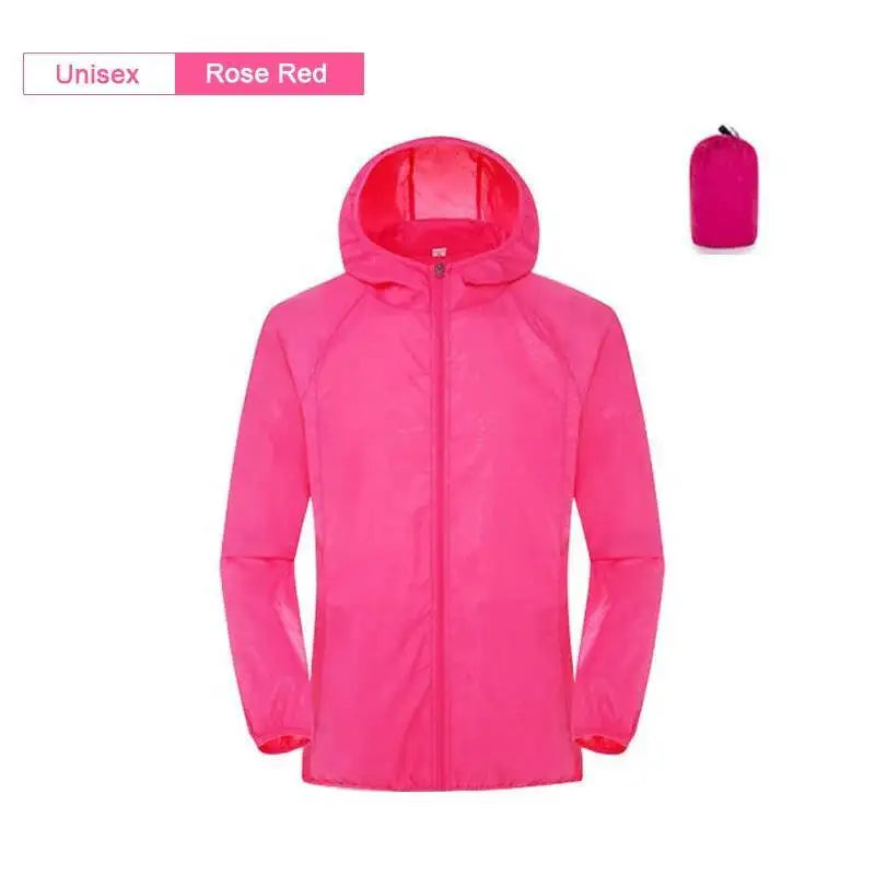 Hooded Long Sleeve Full Zip Outdoor Hiking Jacket with Pockets