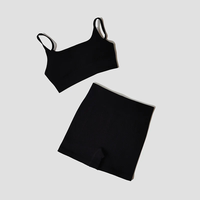 Women's Thin Strap Bra And Shorts Yoga Set
