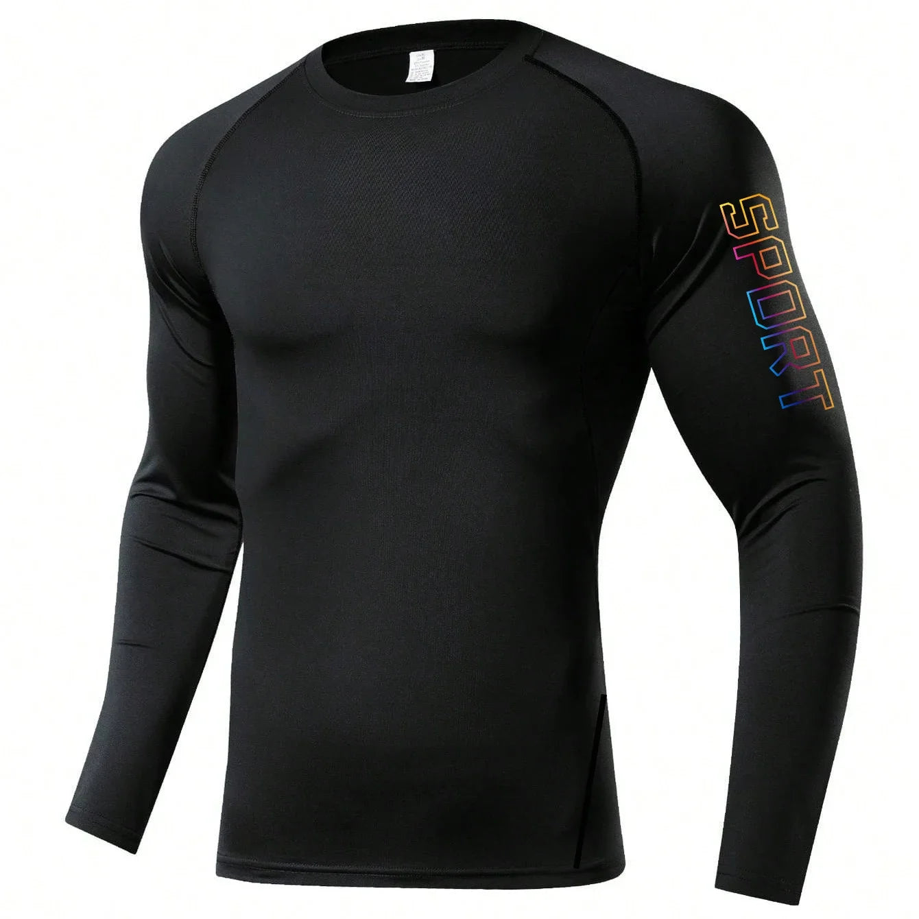 Fitted Crew Neck Long Sleeve Compression T Shirt