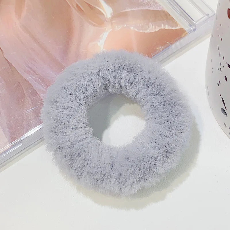 Fluffy Faux Fur Scrunchie Hair Band with Thick and Thin Options
