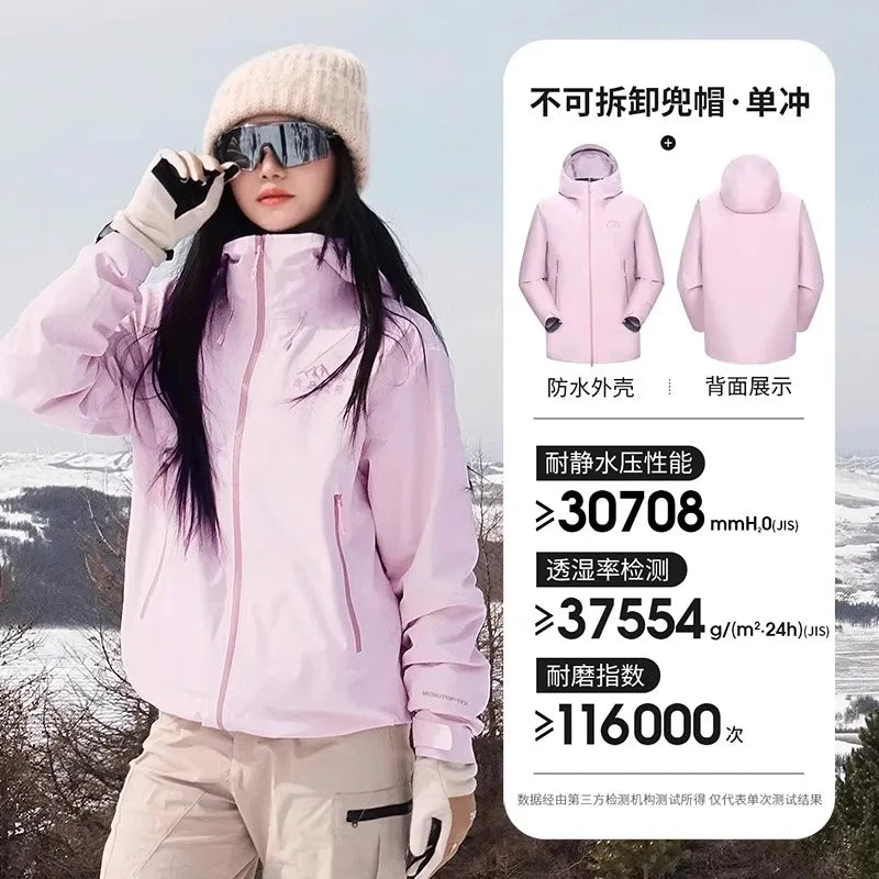 Hooded Long Sleeve Full Zip Outdoor Hiking Jacket with Pockets