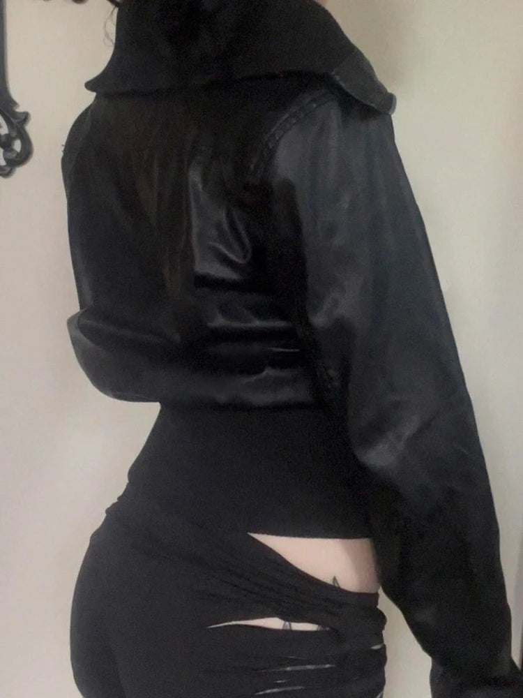 Women's Cropped Zip Front Biker Jacket for Layered Outfits