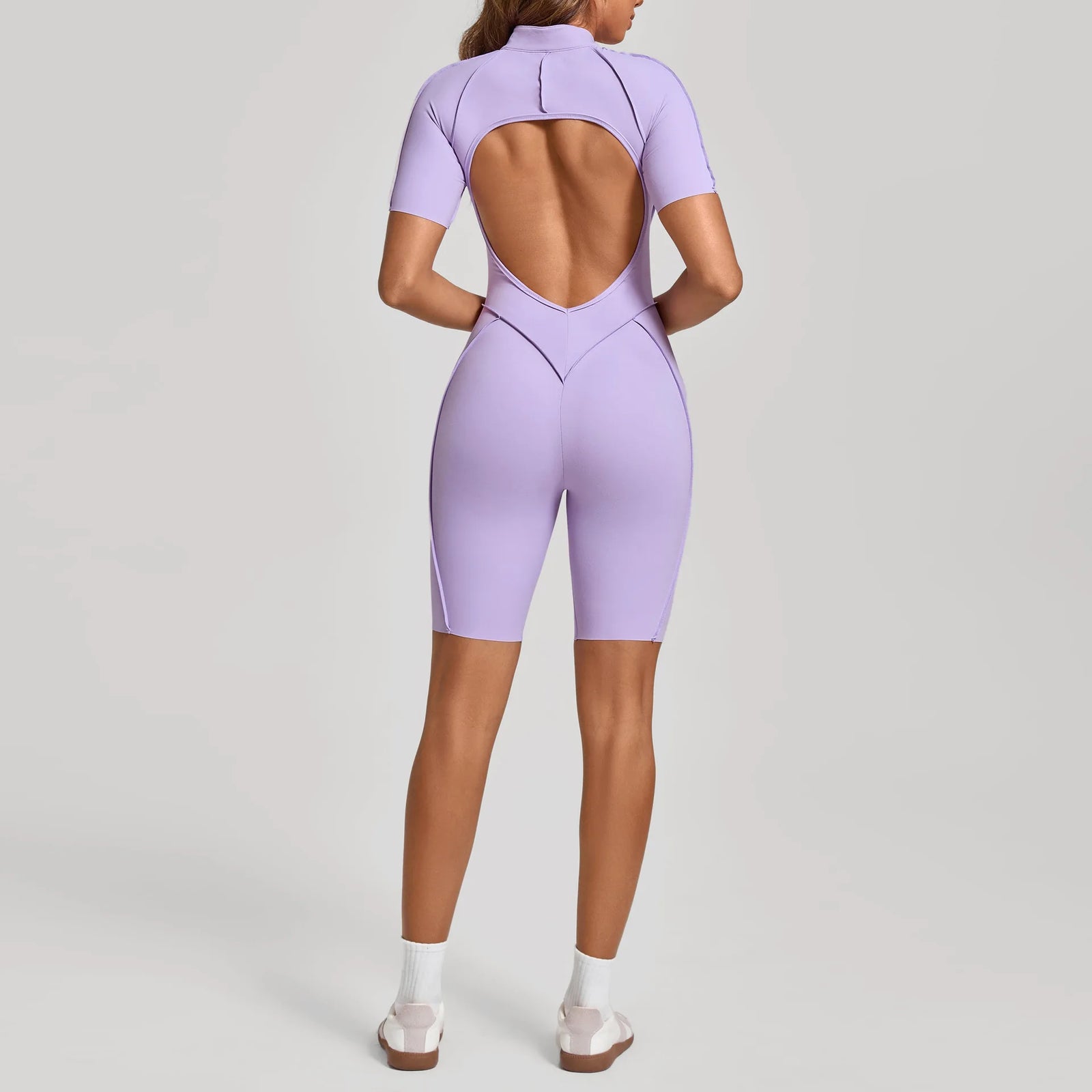 Women's Zip Front Contour Seam Workout One Piece in Long and Short Styles