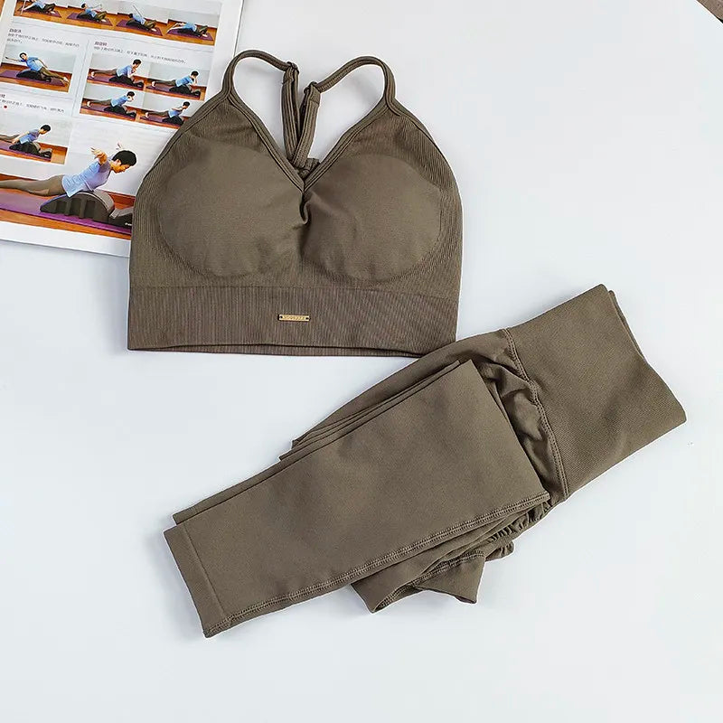 Women's Cross Back Bra And Leggings Yoga Set