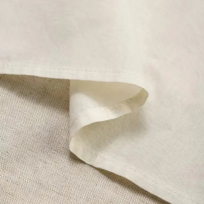 Women's Linen-Lyocell Collared Short-Sleeve Ankle-Length Shirt Dress with Tie Detail and Buttons