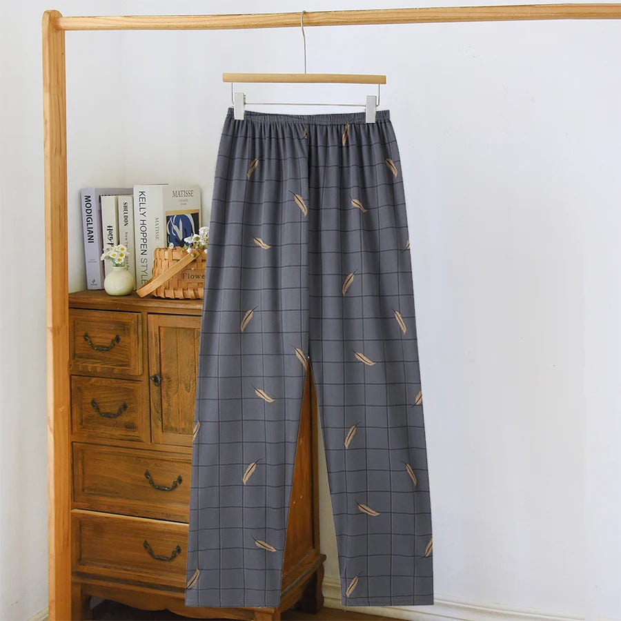 Men's Patterned Elastic Waist Straight Leg Pajama Lounge Pants