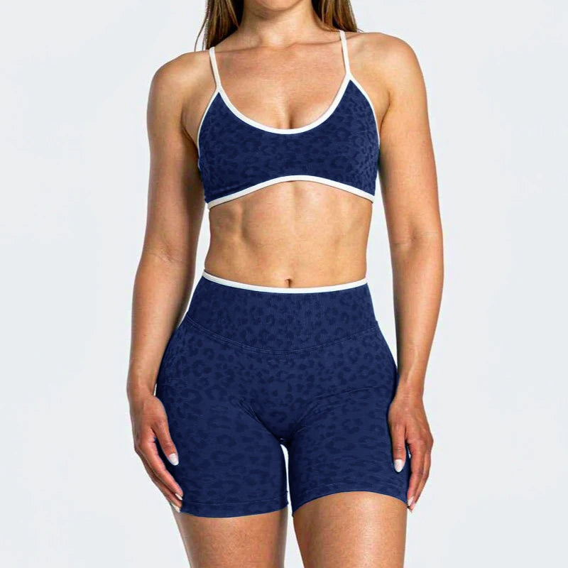 Women's Leopard Bra And Bottoms Yoga Set For Workout Outfits