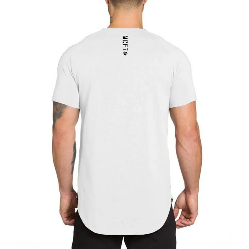 Plain Curved Hem Short Sleeve T-shirt For Sports Outfits