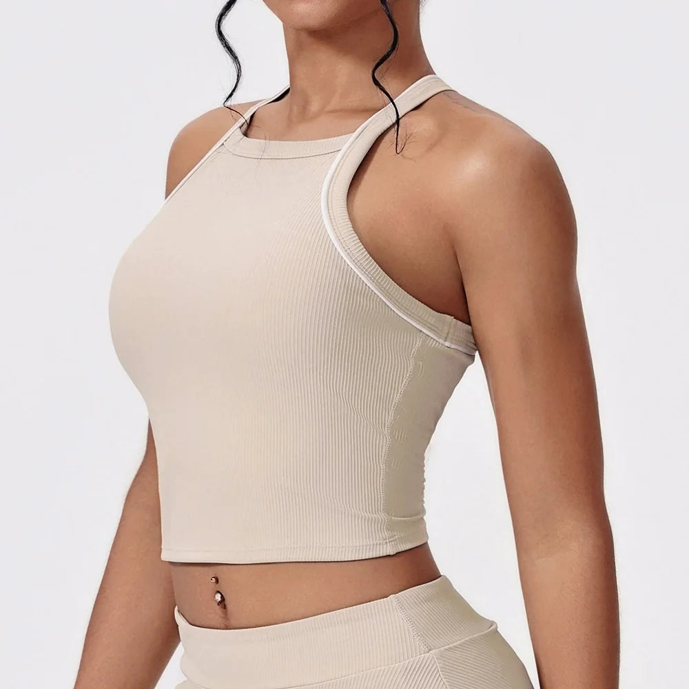 Women's Sleeveless Crop Top and Skort Workout Set