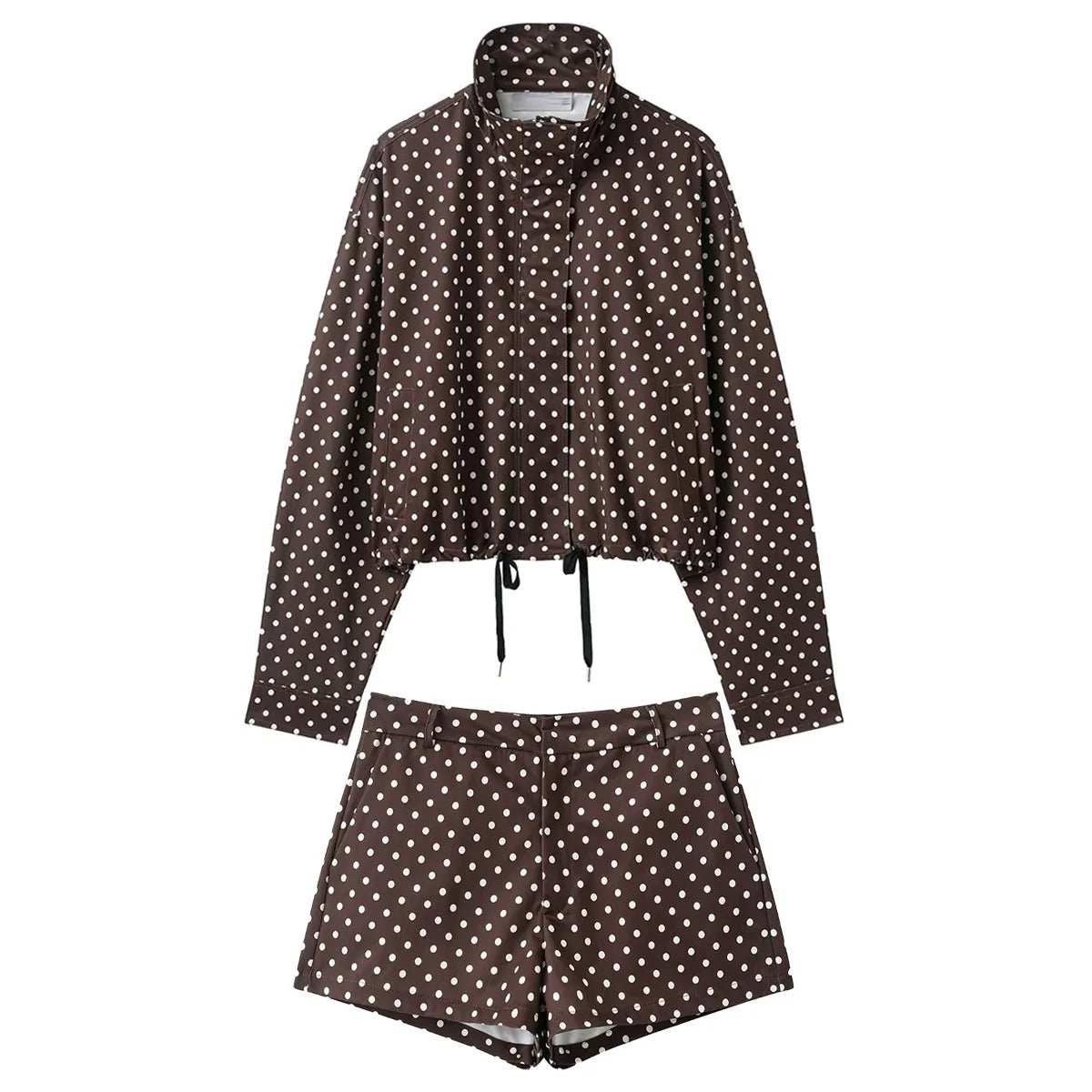 Women's Polka-Dot High-Neck Zip-Front Jacket
