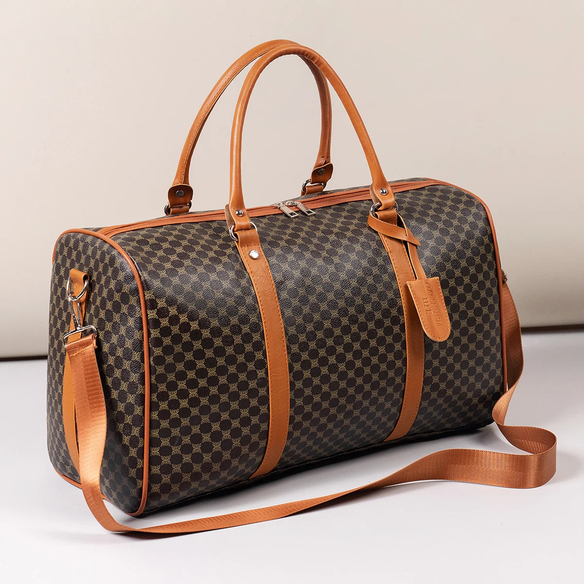 Men's Patterned Travel Duffle Bag with Carry Handles and Shoulder Strap