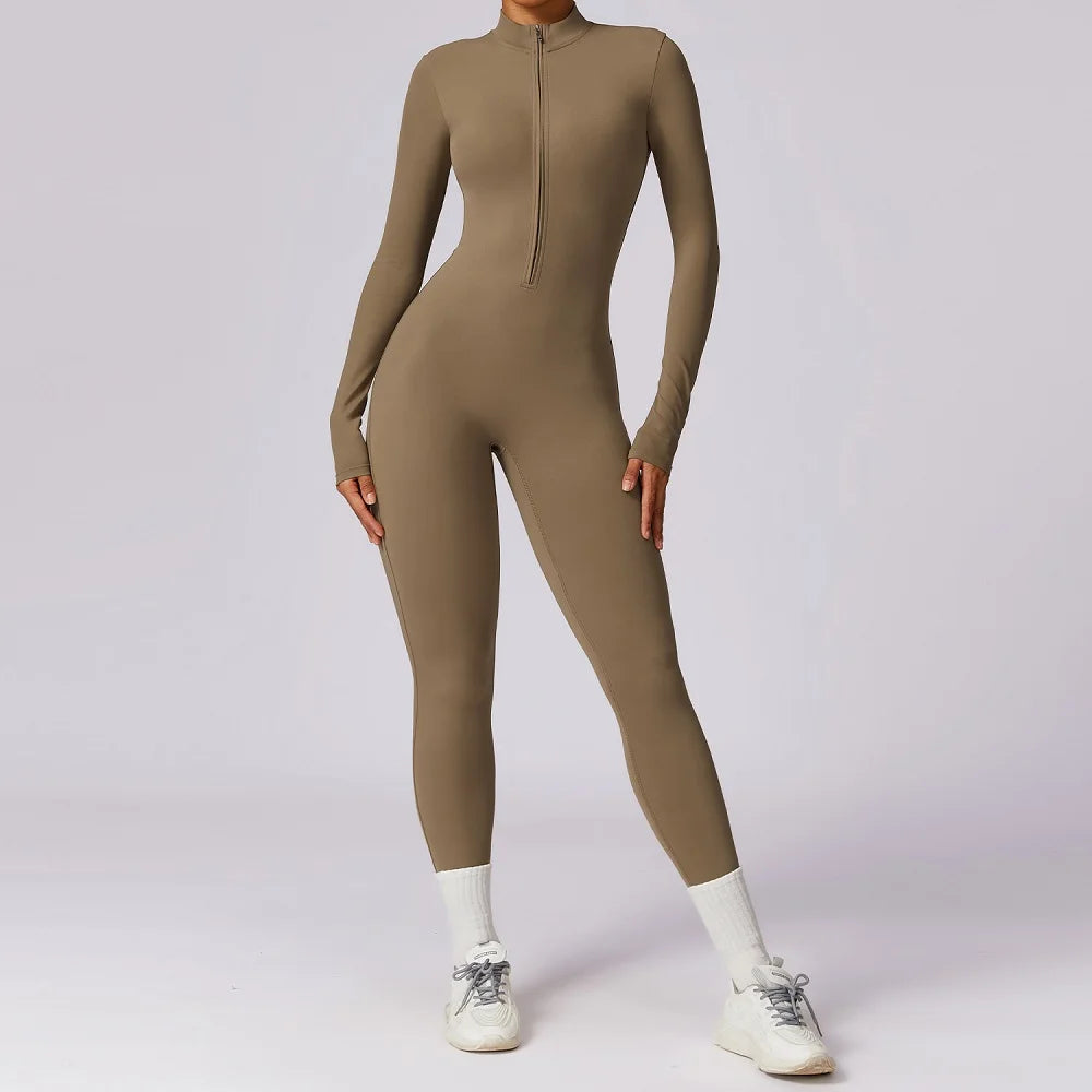 Women's Zip-Front Short-Sleeve Workout Romper