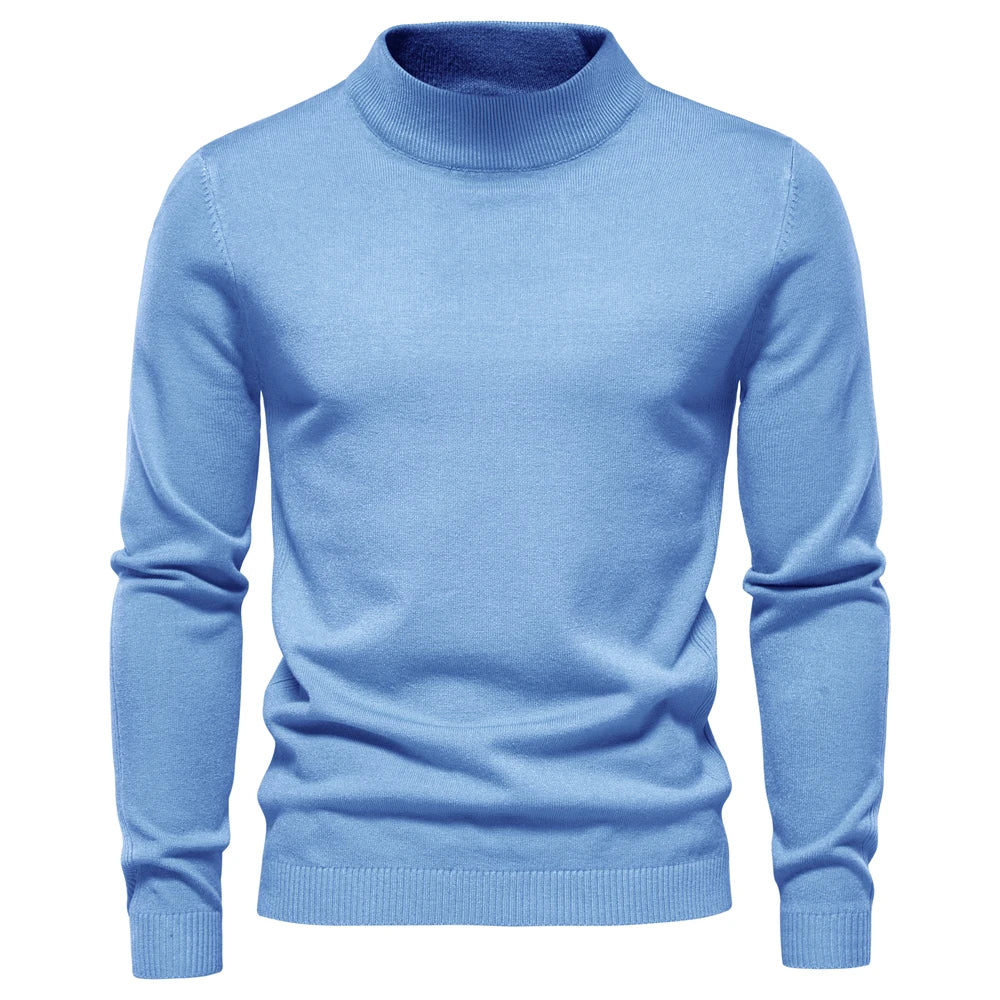 Men's Mock Neck Long Sleeve Knit Sweater
